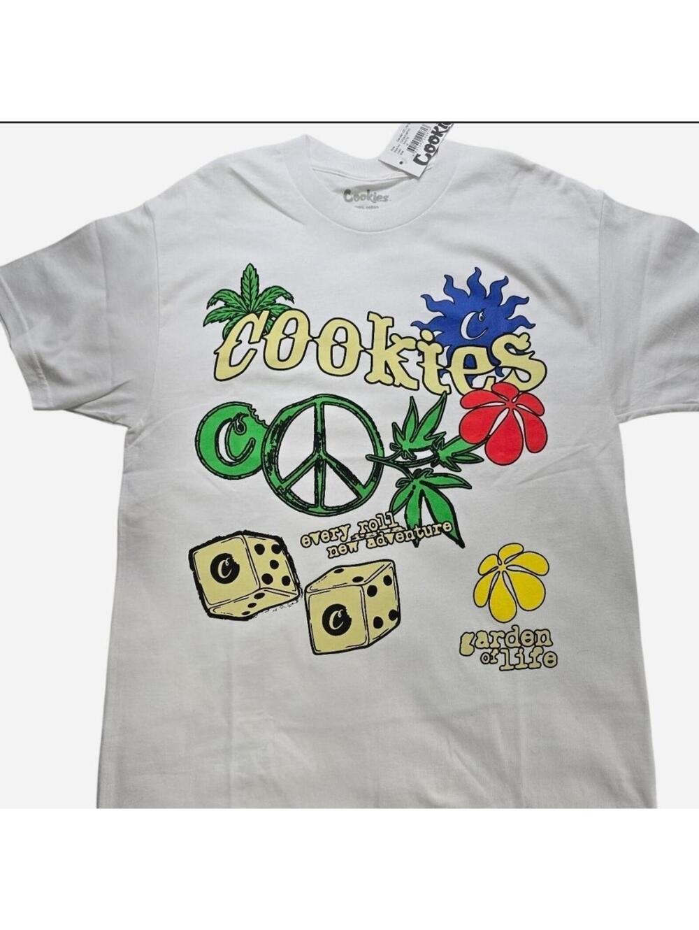 Cookies Garden Of Life Graphic T-Shirt White Cotton Medium